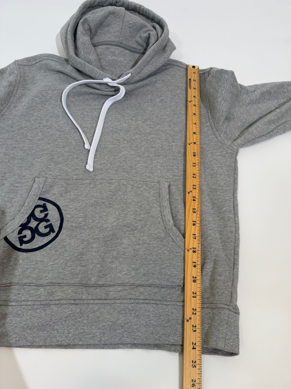 G/FORE Logo Pullover Hoodie Size M Gray And Navy EUC - Picture 6 of 8
